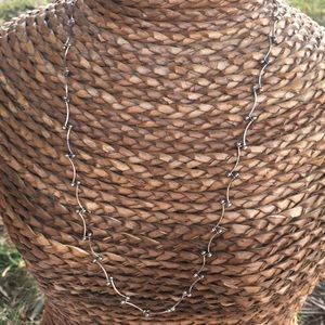 Long silver necklace midcentury vintage